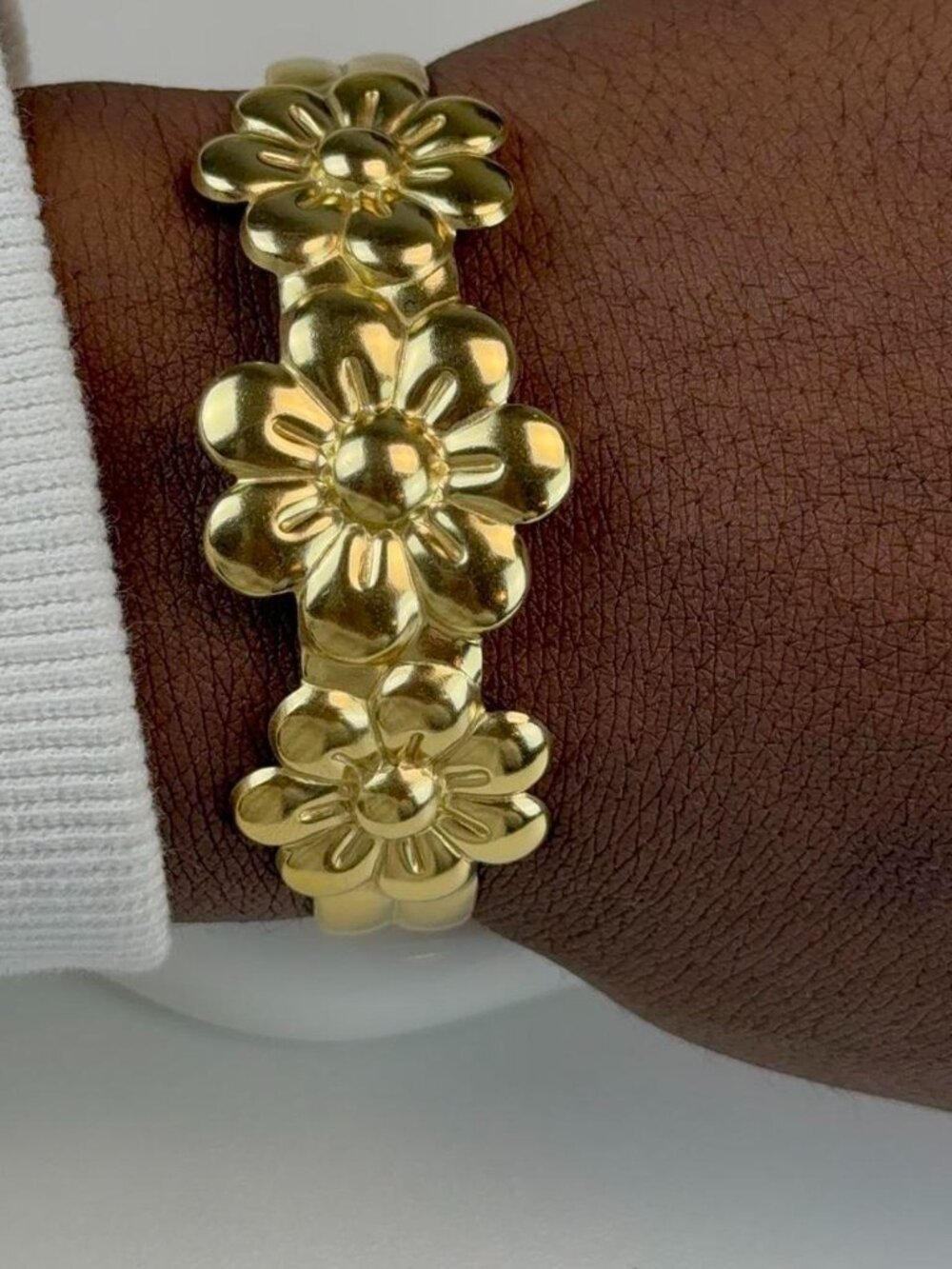 Gold Floral Link Bracelet